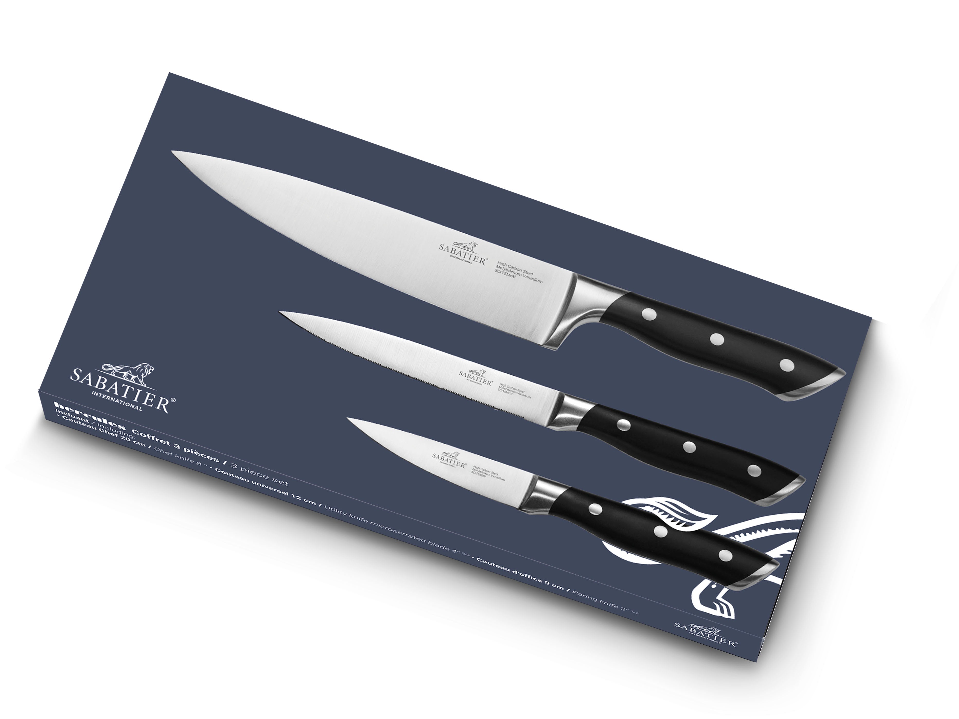 Lion Sabatier Hercules 3pc Knife Set - Chefs Knife, Paring Knife and Utility Knife by Lion Sabatier