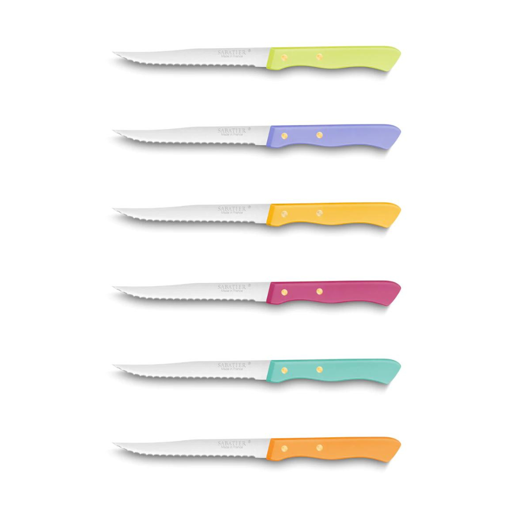 Lion Sabatier 6pc 11.5cm Serrated Steak Knife Set - Serie 197 Mixed Colours by Lion Sabatier