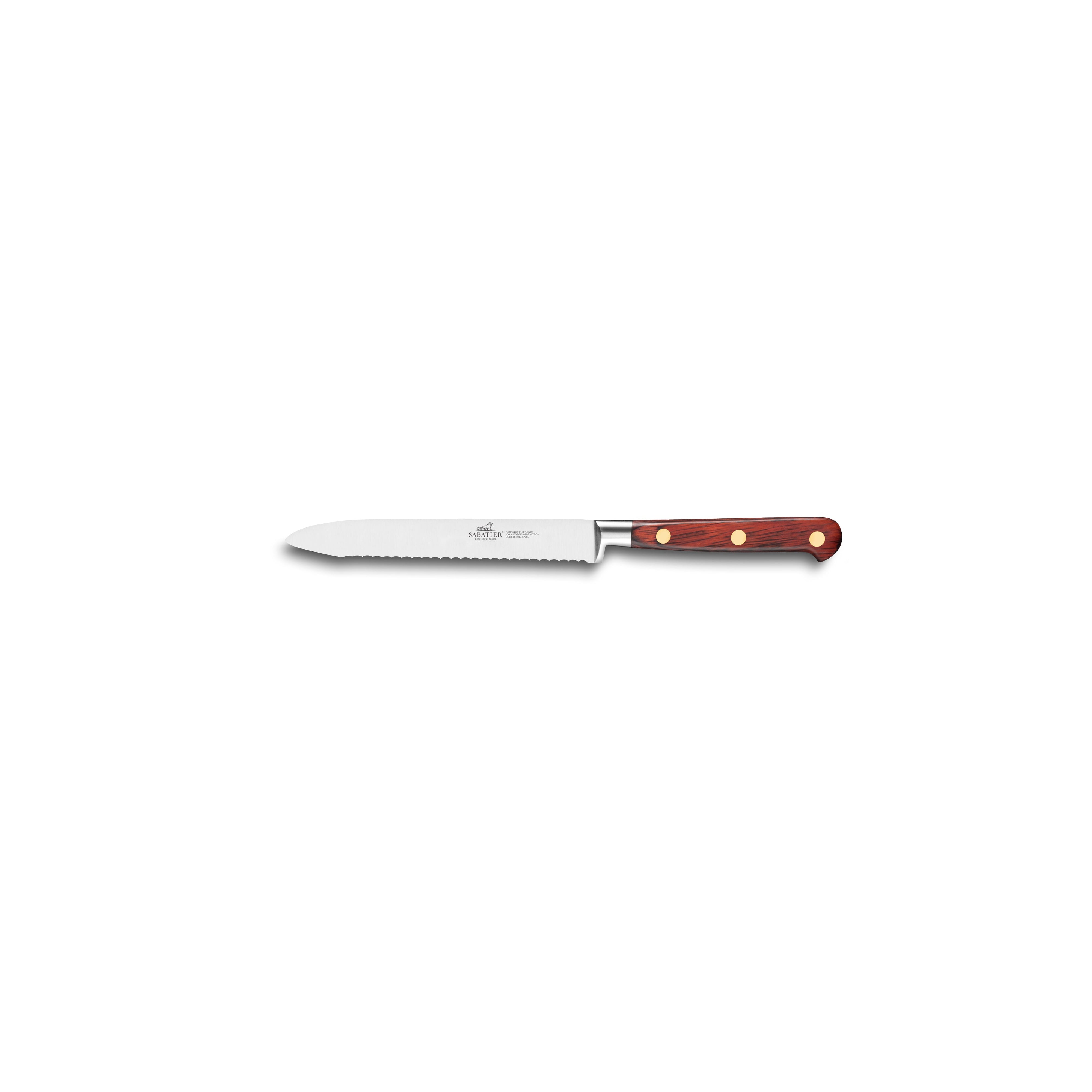Lion Sabatier 12cm Serrated Utility Knife - Saveur Pakkawood by Lion Sabatier