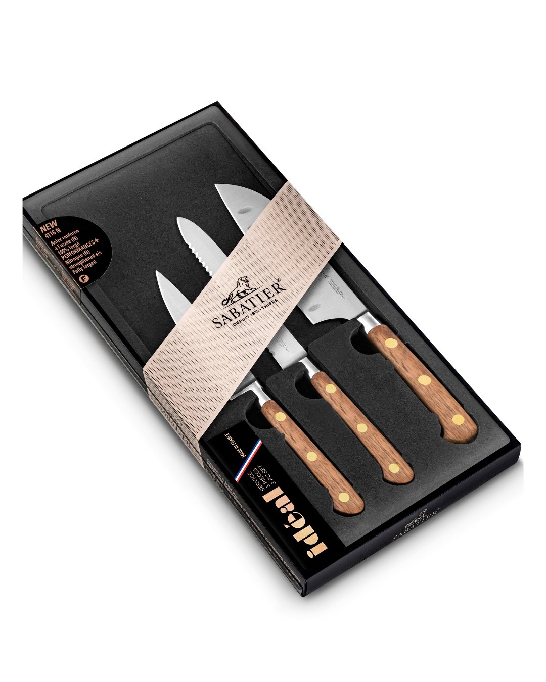 Ideal Perigord 3pc Set - 10cm Paring/13cm Utility and 20cm Chef Knife