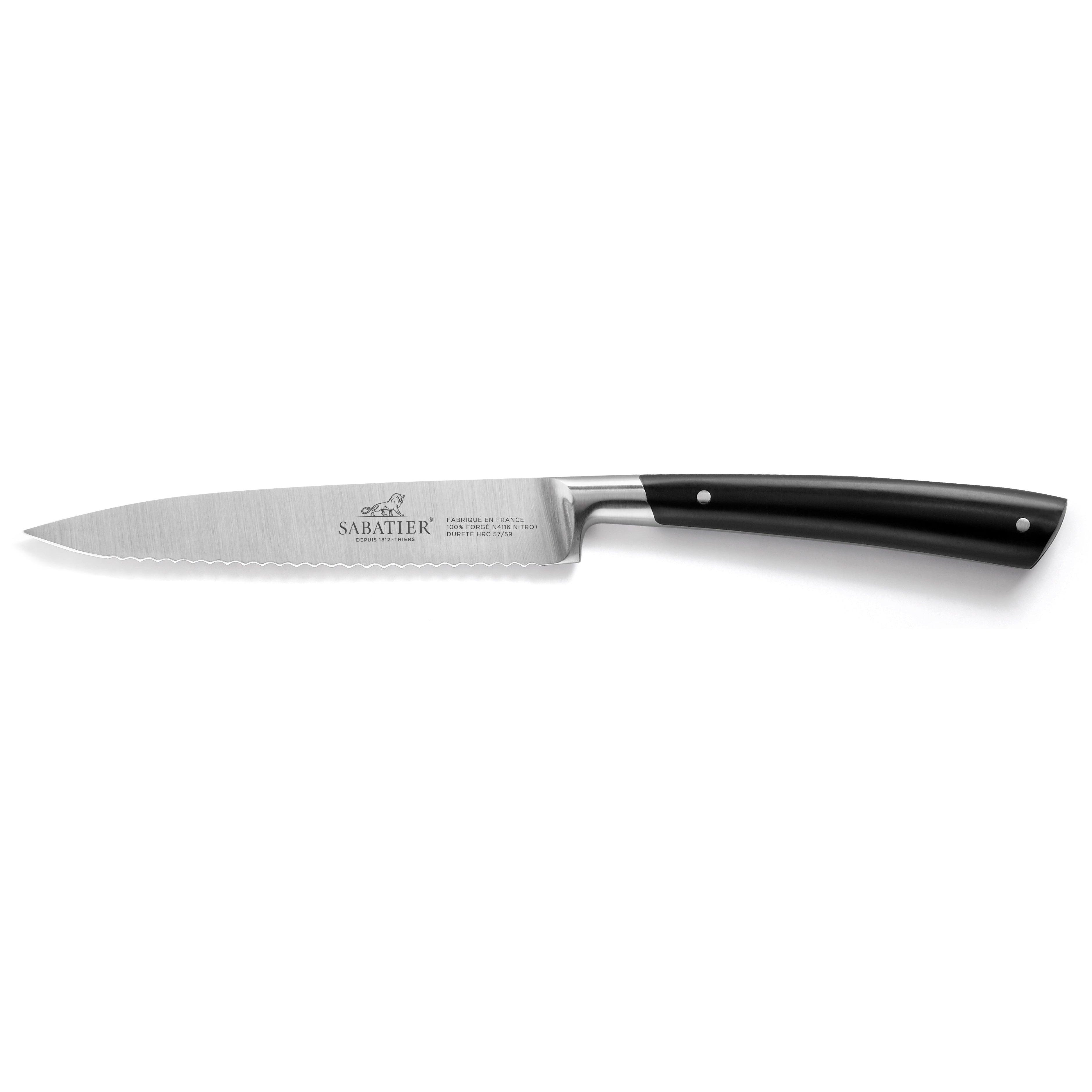 Lion Sabatier Paris Black & Beechwood Knife Block - Includes 5 Edonist Black Knives by Lion Sabatier