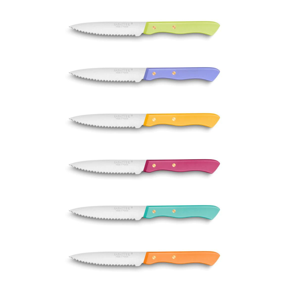 Lion Sabatier 6pc 10cm Serrated Utility Knife Set - Serie 197 Mixed Colours by Lion Sabatier