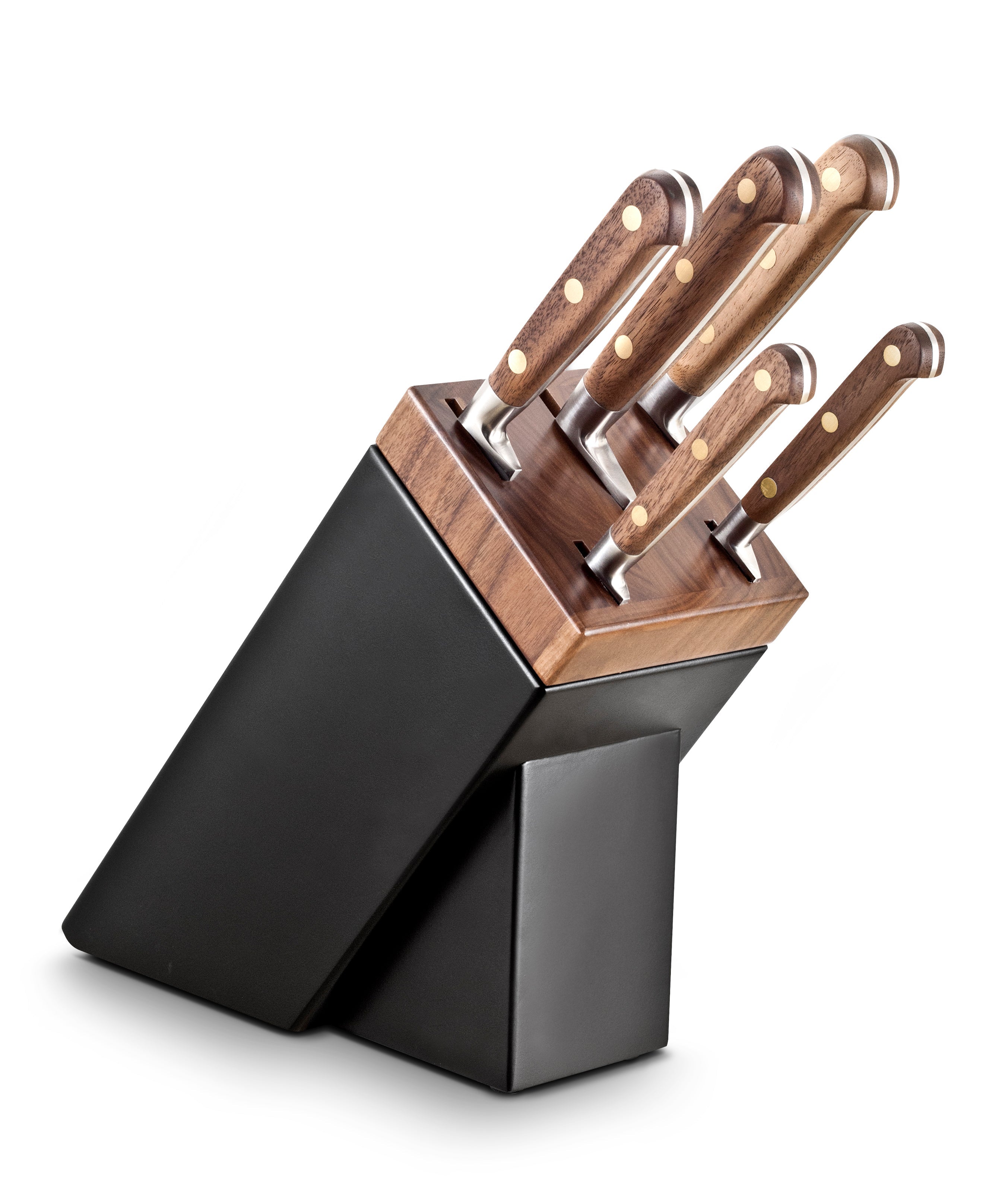 Lion Sabatier Sarlat Black & Walnut Knife Block + 5 Perigord Knives by Lion Sabatier