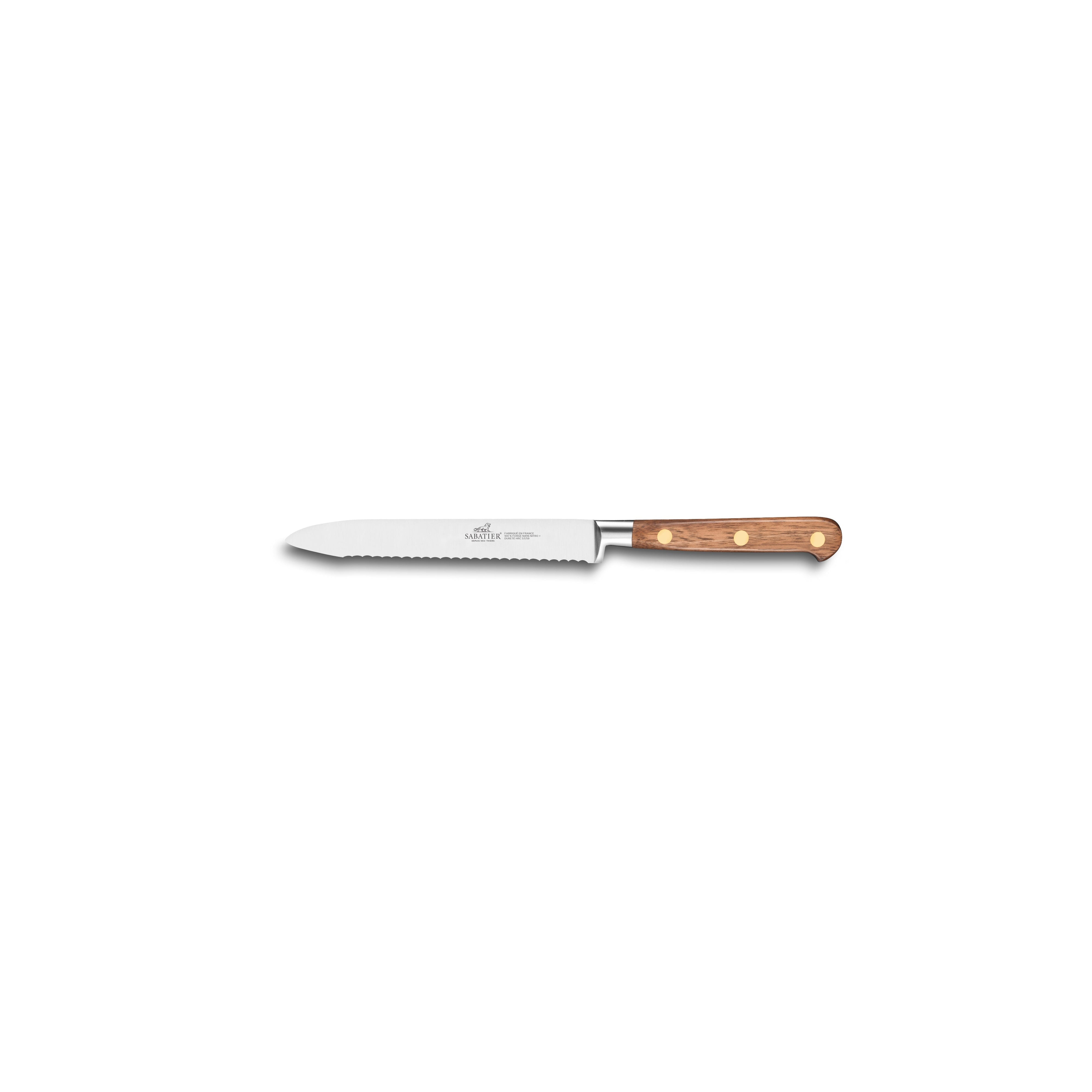 Lion Sabatier Serrated Utility Knife 12cm - Perigord Walnut Wood by Lion Sabatier