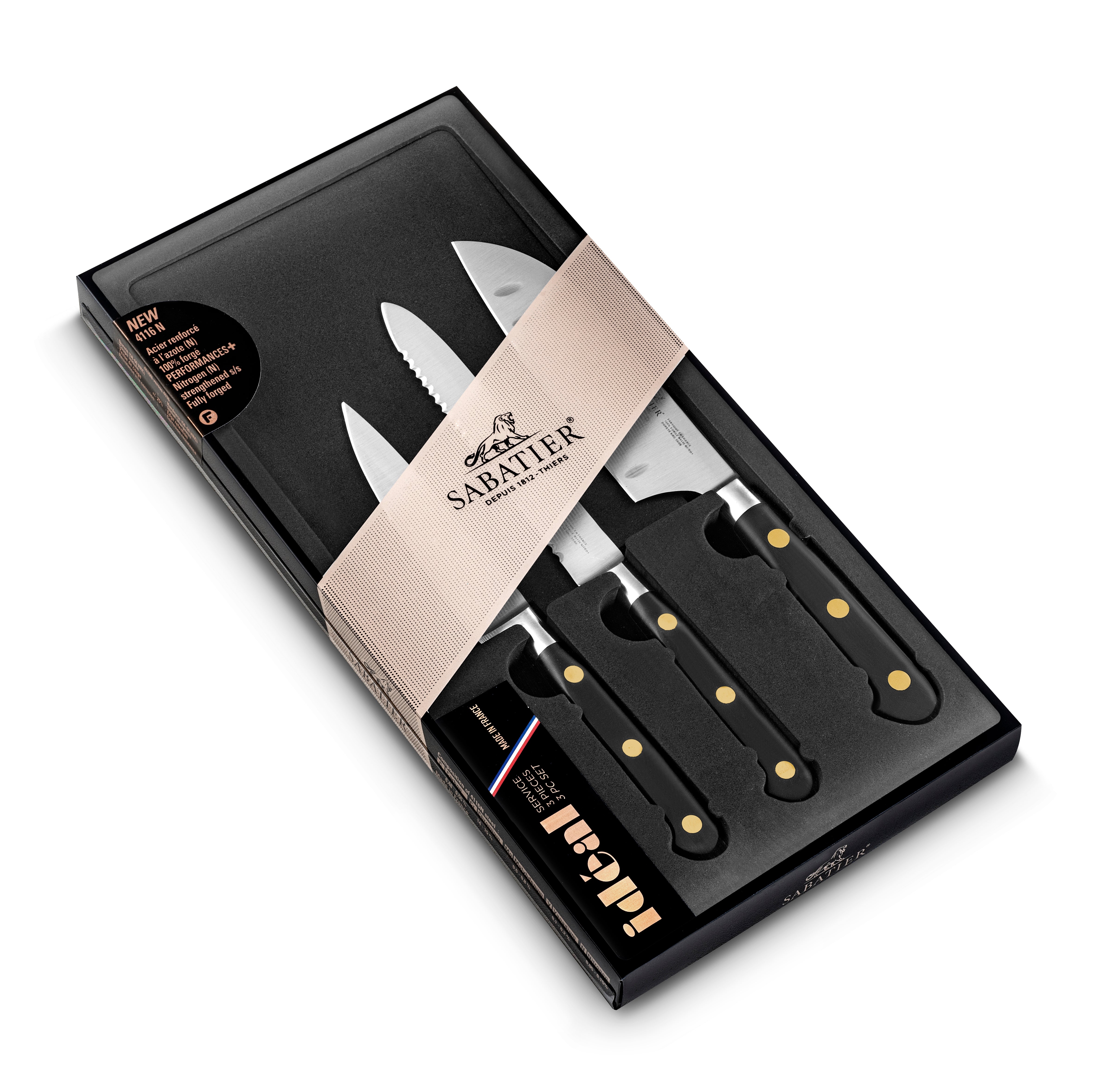 Ideal Brass 3pc Set - 10cm Paring/ 13cm Utility and 13cm Mini Santoku
