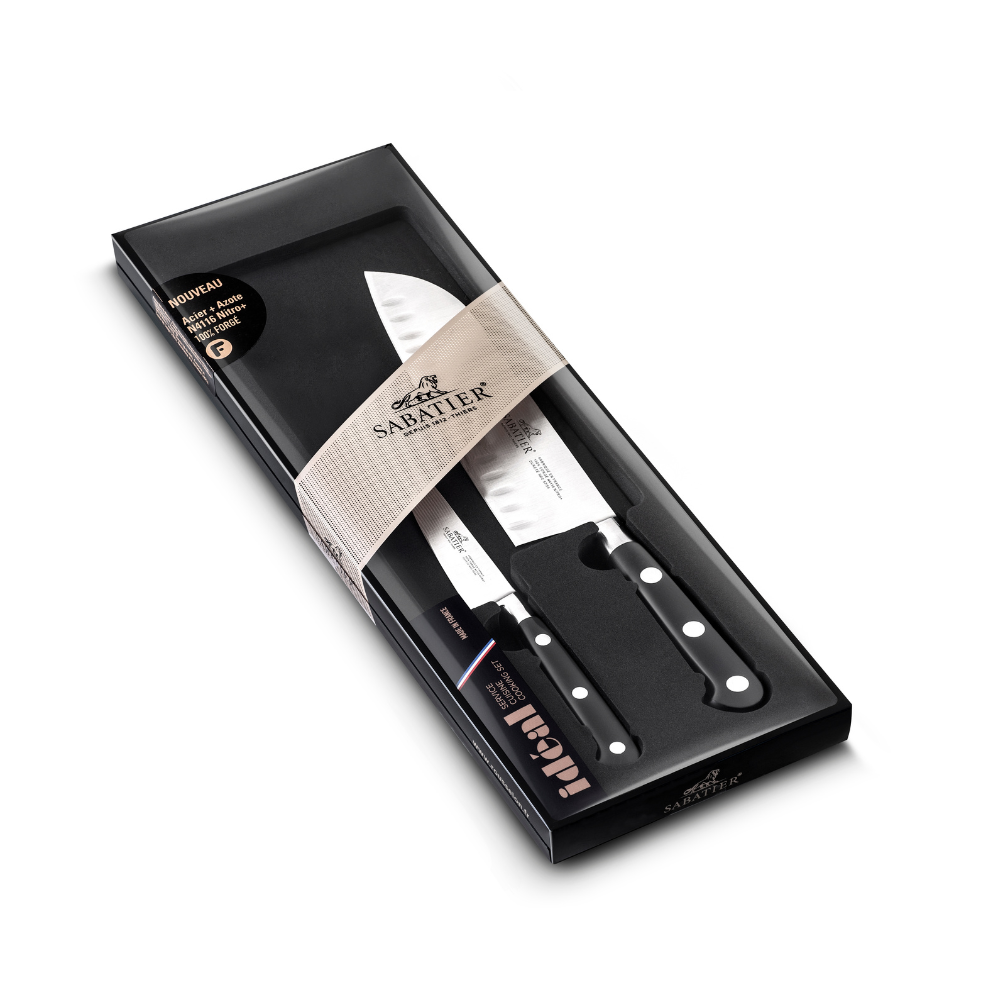 Lion Sabatier 2pc 10cm Paring, 18cm Santoku Knife Set - Ideal Steel by Lion Sabatier