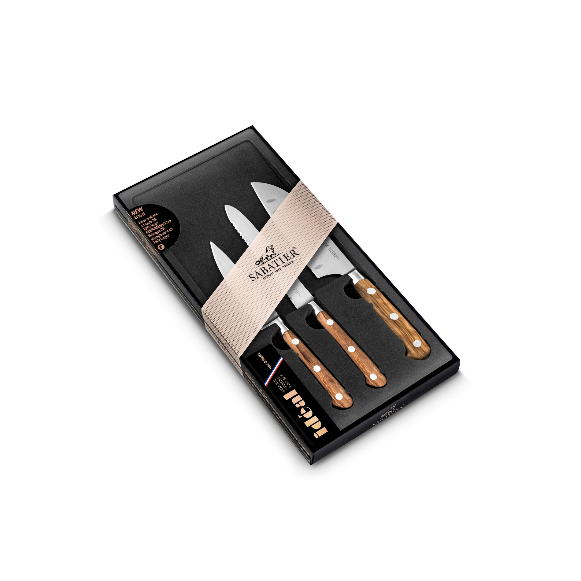 Lion Sabatier 3pc Knife Set €“ 10cm Paring, 13cm Utility, 13cm Mini Chef€™s Knife - Ideal Provencao by Lion Sabatier